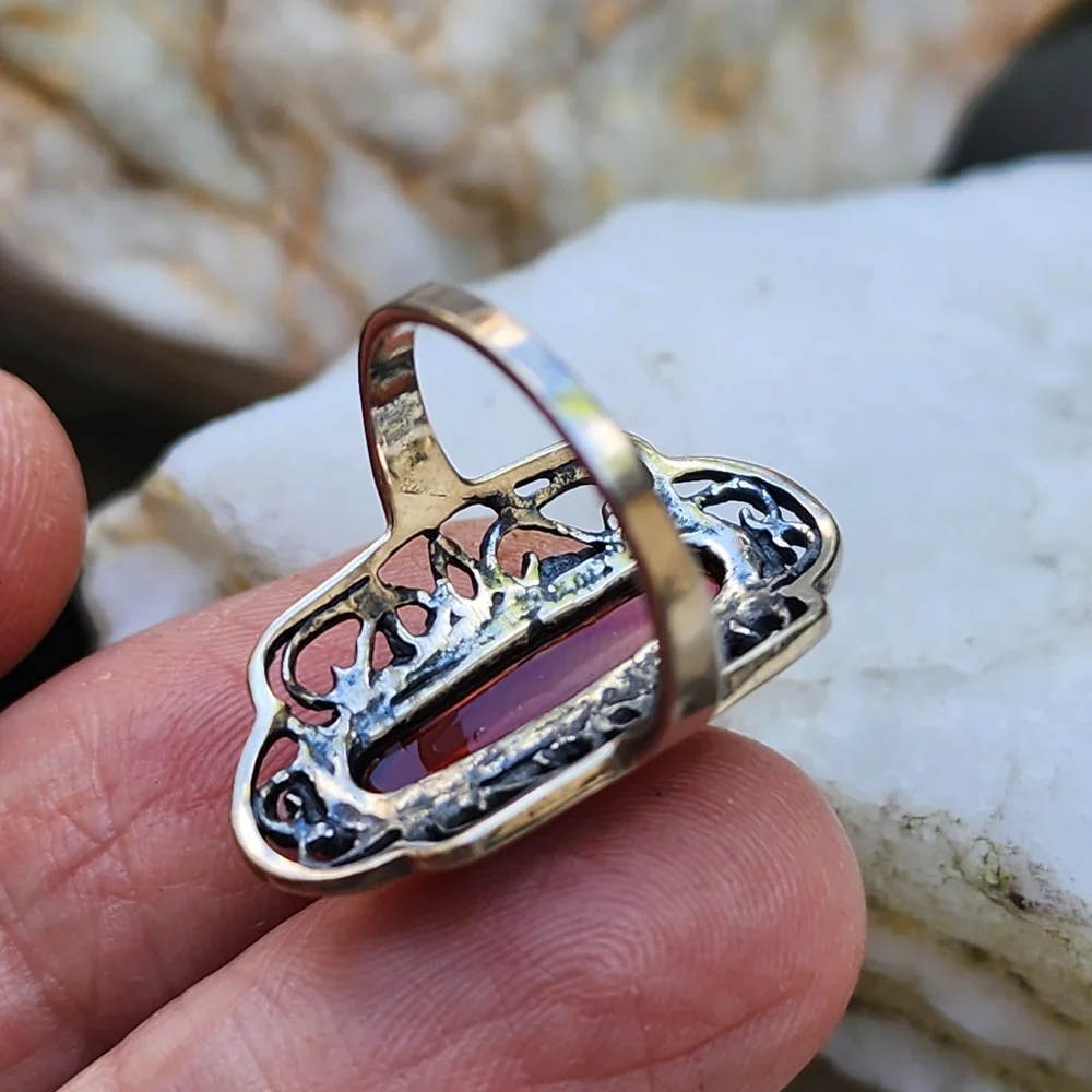 Estate Sterling Silver 925 Natural Baltic Amber Ring Honey Cognac Amber Jewelry